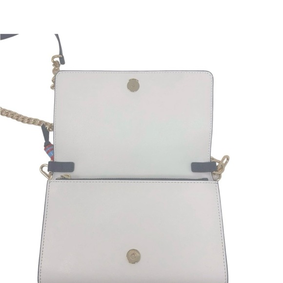 Tory Burch Embroidered East Coast Chain Clutch Crossbody Wallet White RARE - Picture 4 of 5